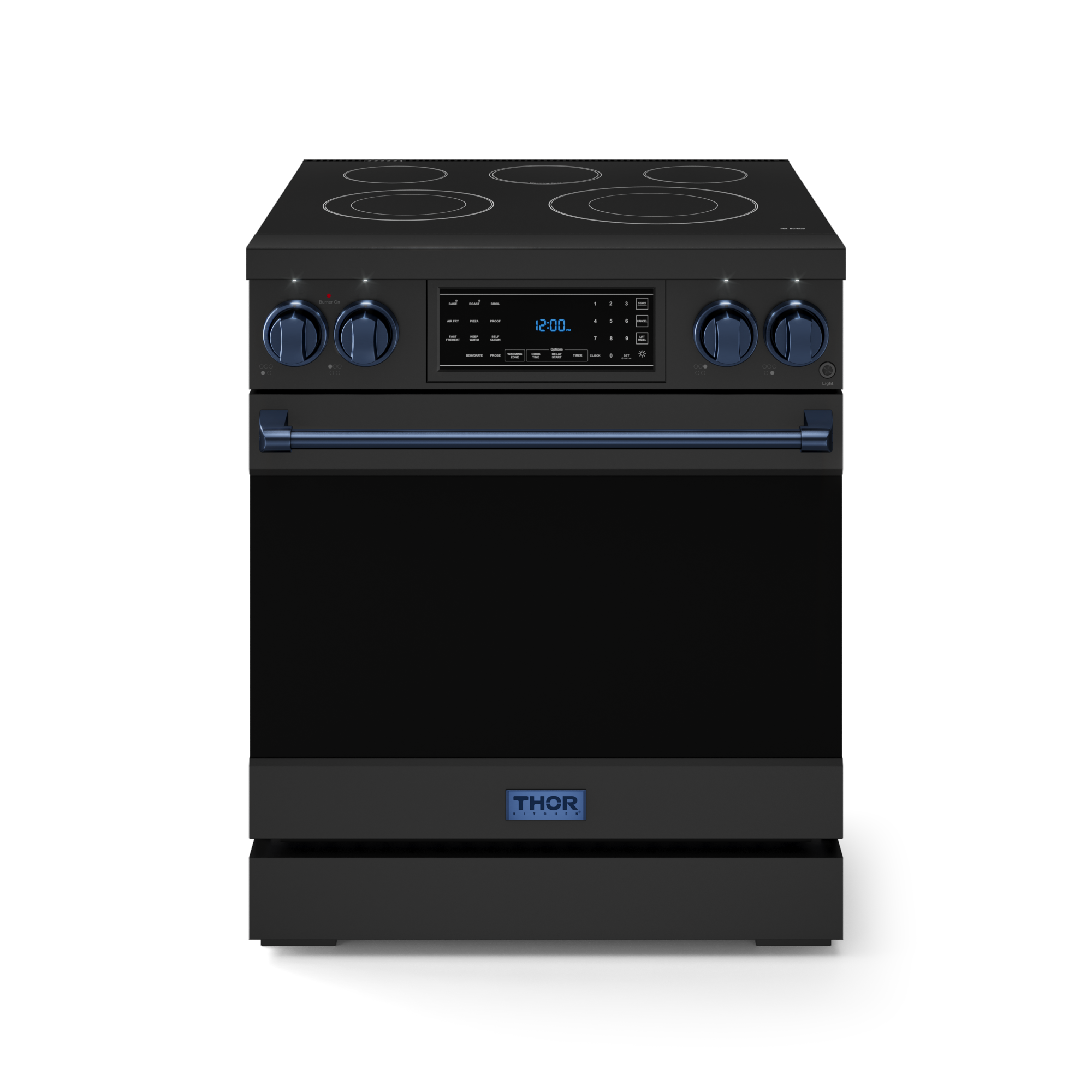 30 Inch Professional Electric Range with Tilt Panel Touch Control in Black/Navy Blue | Gordon