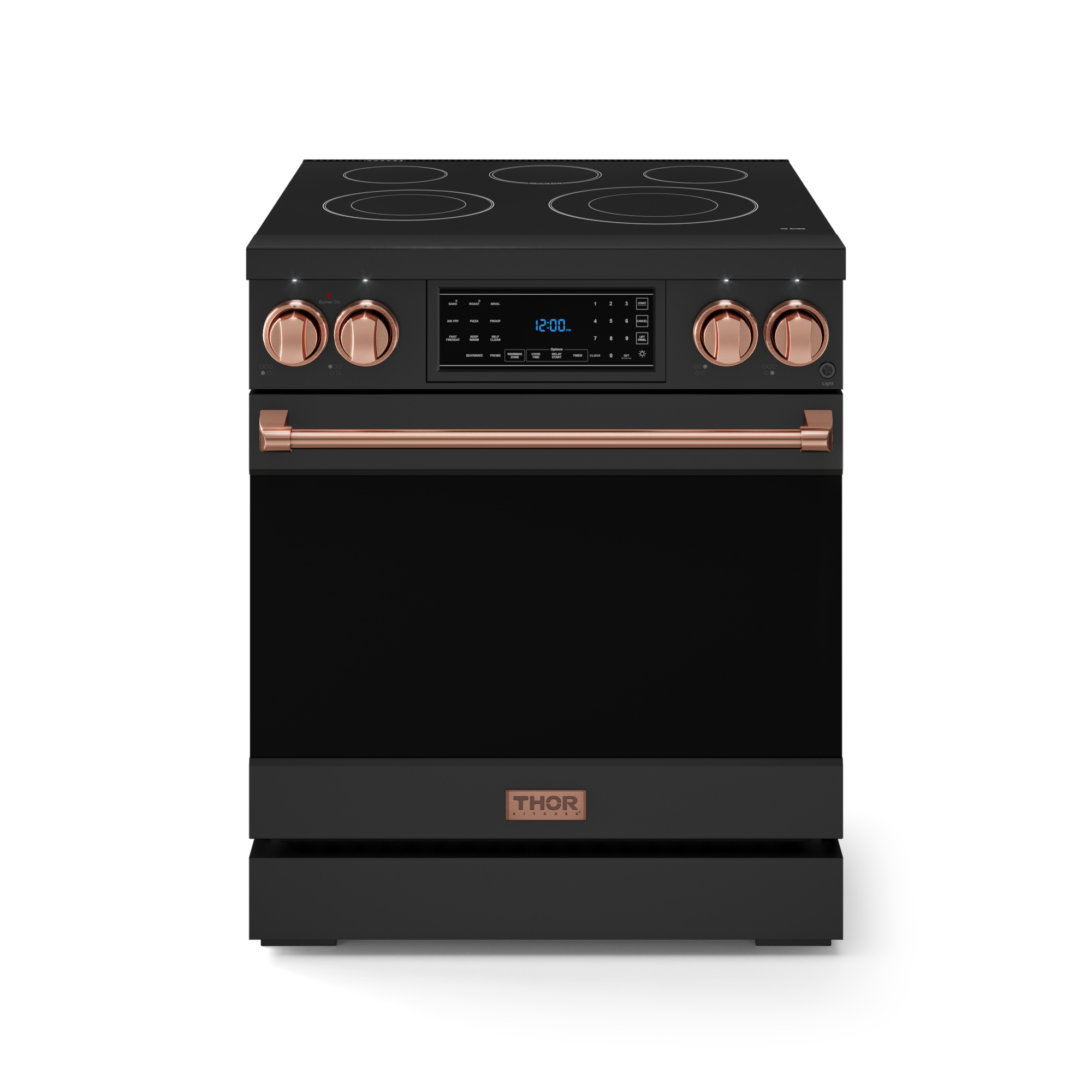 30 Inch Professional Electric Range with Tilt Panel Touch Control in Black/Rose Gold | Gordon