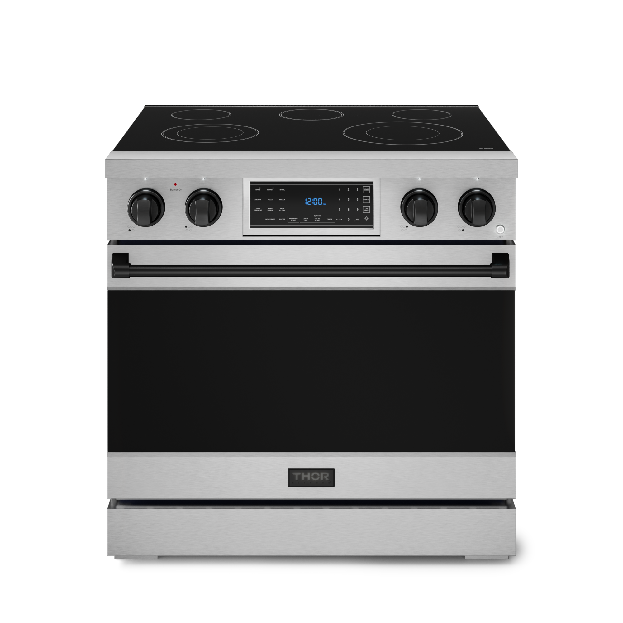 36 Inch Professional Electric Range with Tilt Panel Touch Control in Stainless Steel/Black | Gordon