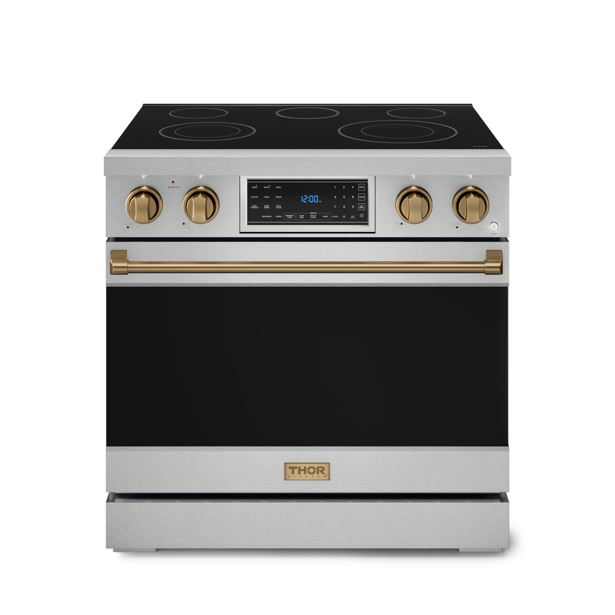 36 Inch Professional Electric Range with Tilt Panel Touch Control in Stainless Steel/Bronze | Gordon