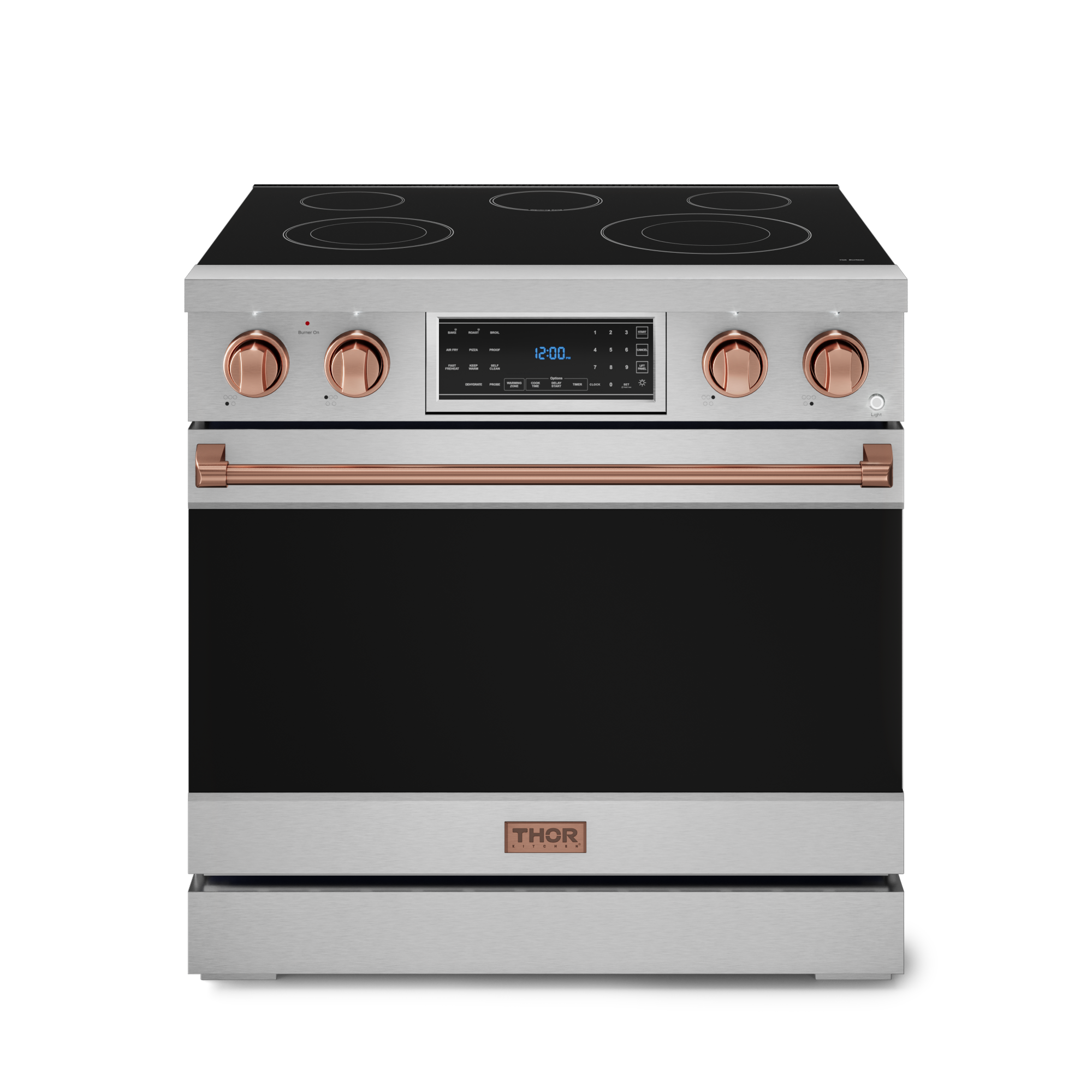 36 Inch Professional Electric Range with Tilt Panel Touch Control in Stainless Steel/Rose Gold | Gor