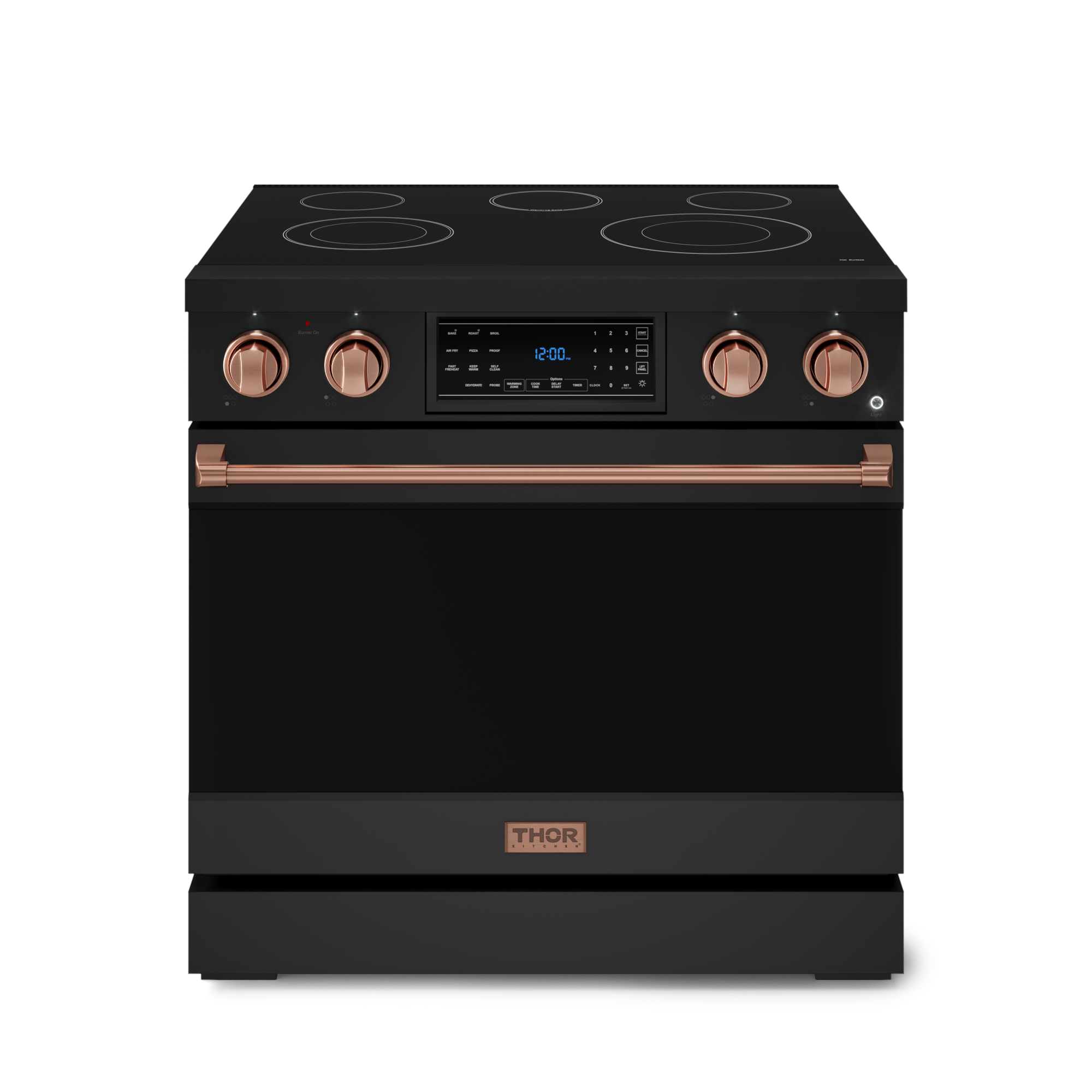 36 Inch Professional Electric Range with Tilt Panel Touch Control in Black/Rose Gold | Gordon