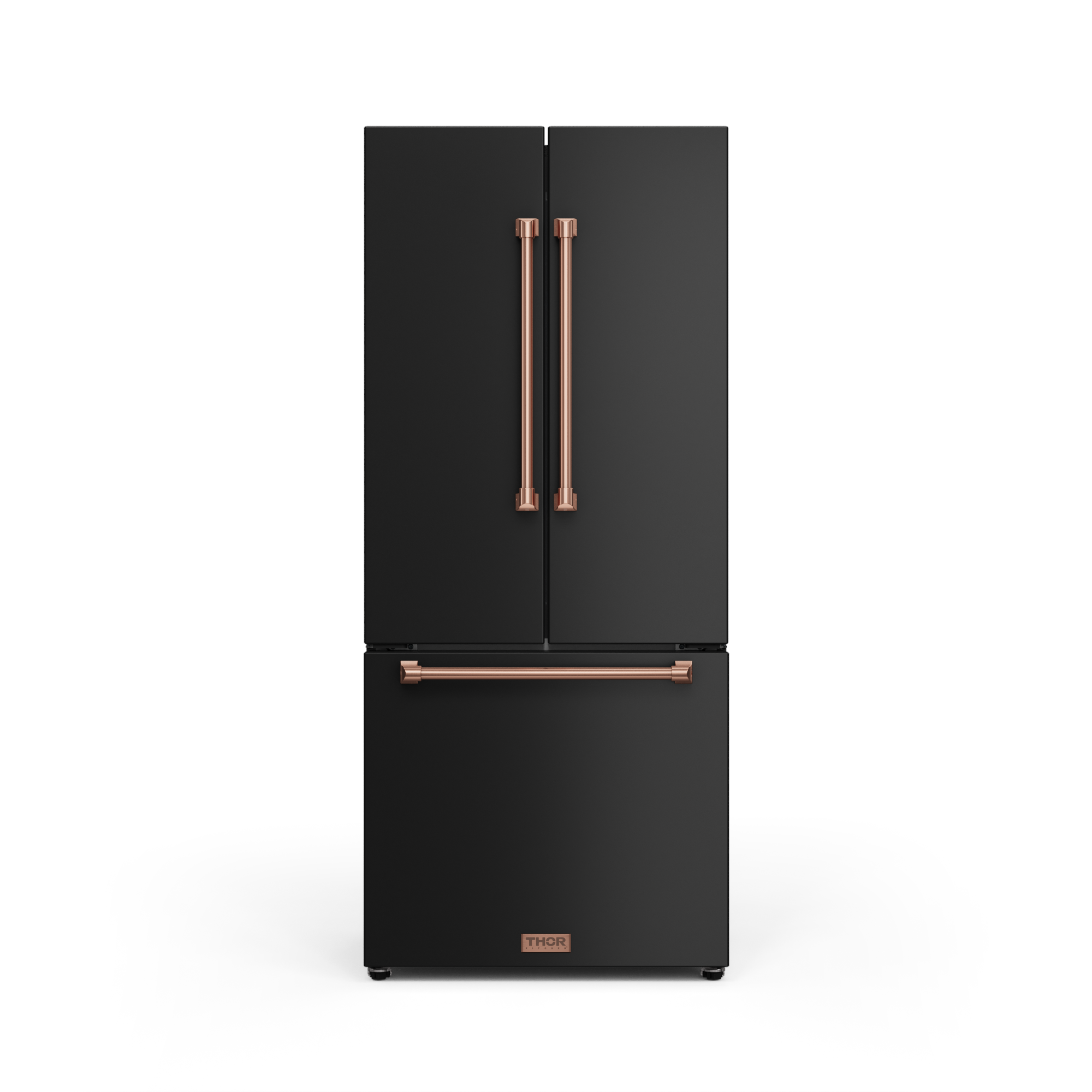 30 Inch 17.7 cu ft French Door Counter Depth Refrigerator with Ice Maker in Black/Rose Gold | Gordon