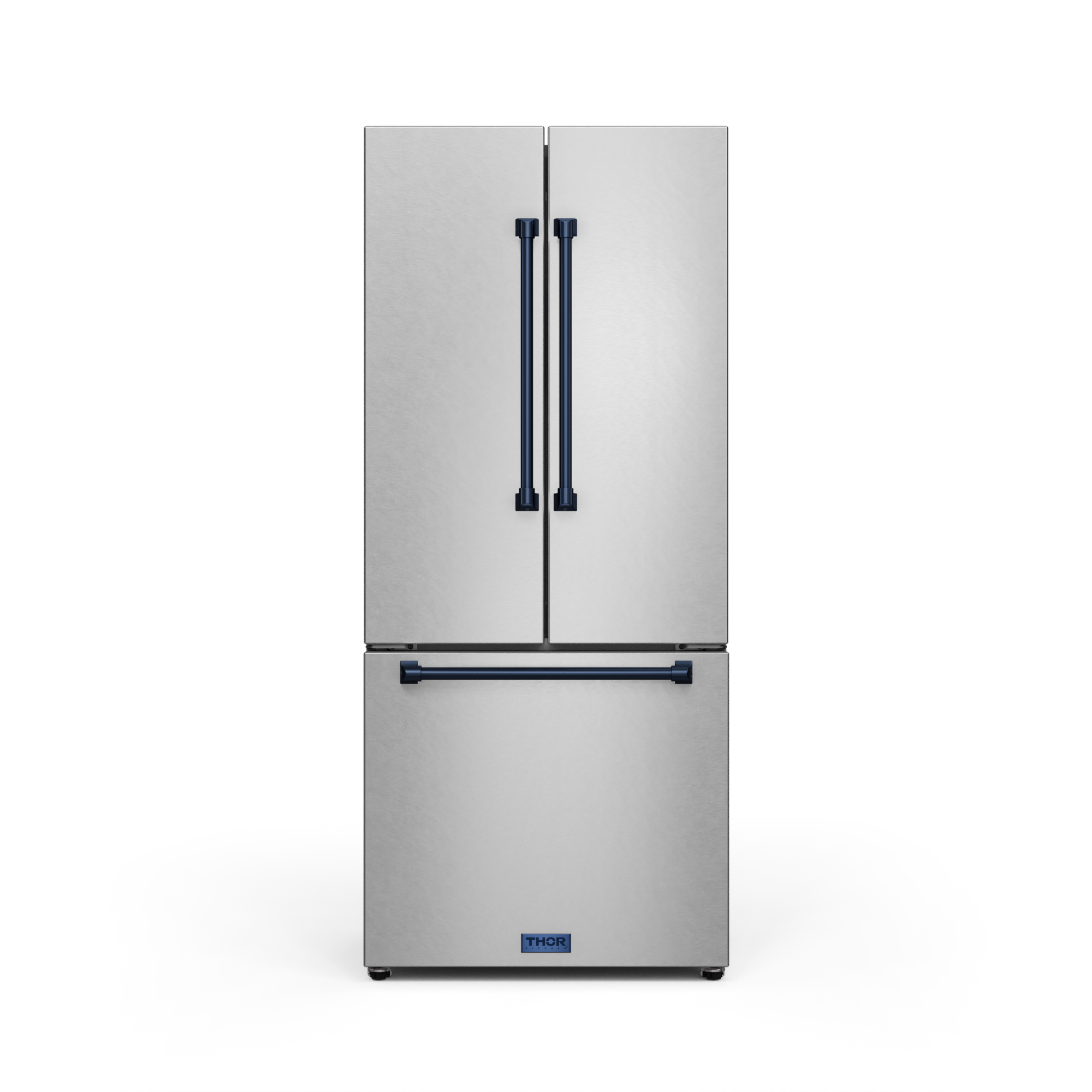 30 Inch 17.7 cu ft French Door Counter Depth Refrigerator with Ice Maker in Stainless Steel/Navy Blu