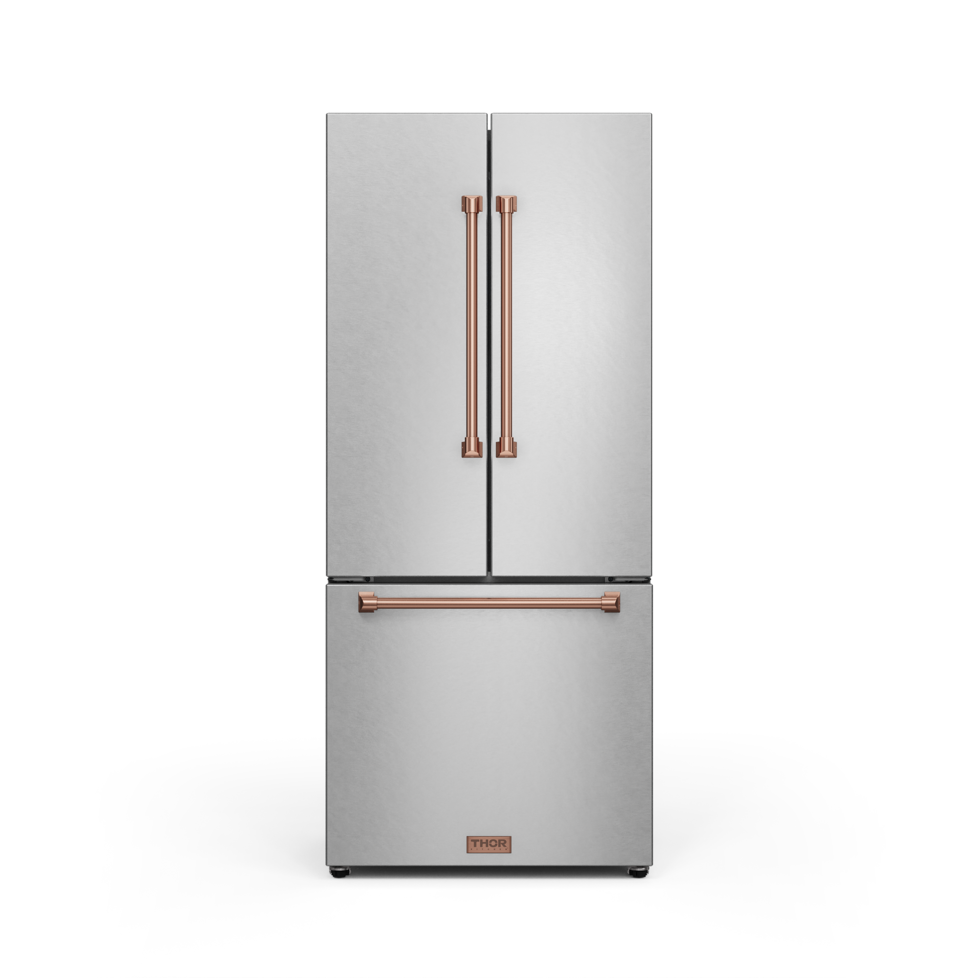 30Inch 17.7cu ft French Door Counter Depth Refrigerator with Ice Maker in Stainless Steel/Rose Gold