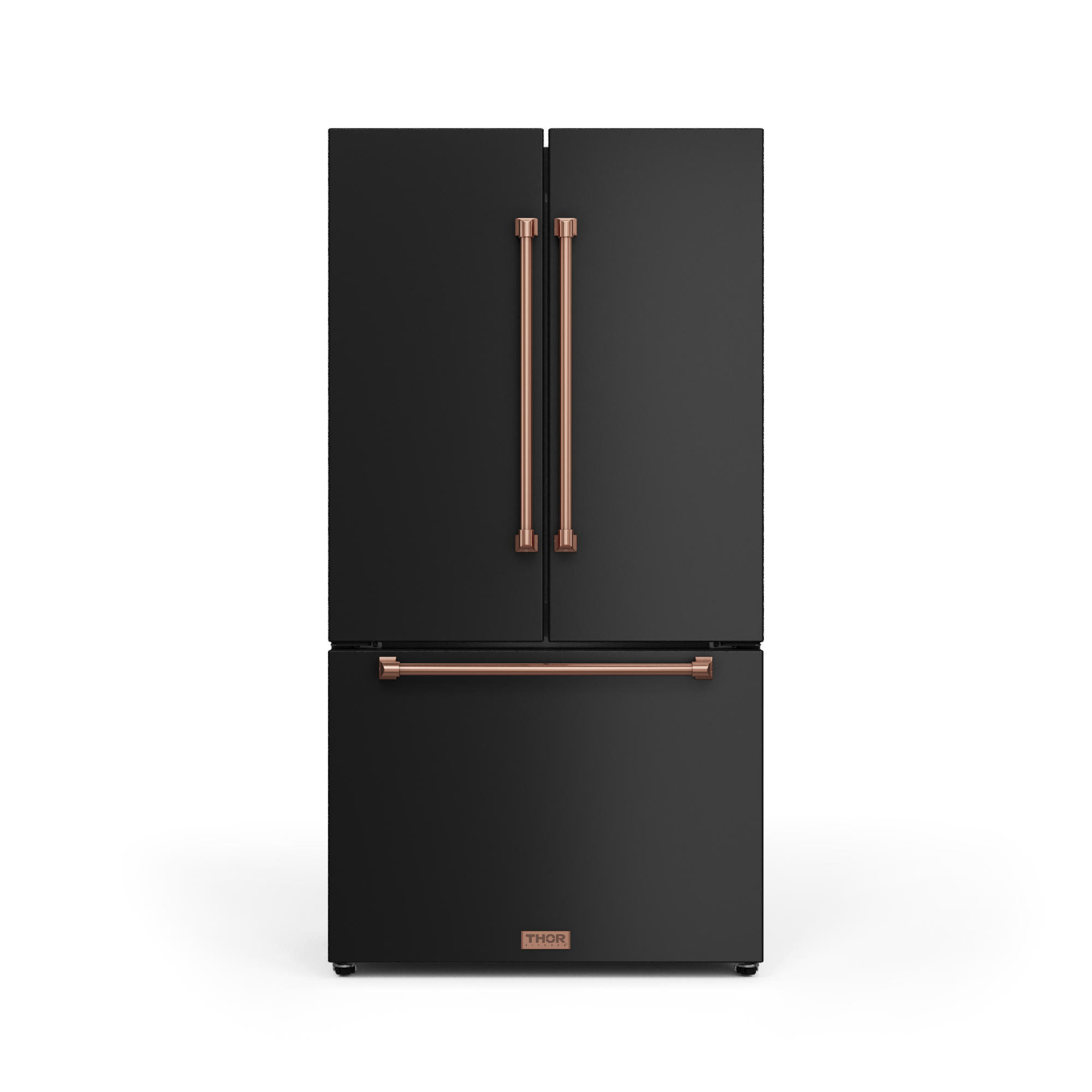 36 Inch 20.3 cu ft French Door Counter Depth Refrigerator with Ice Maker in Black/Rose Gold