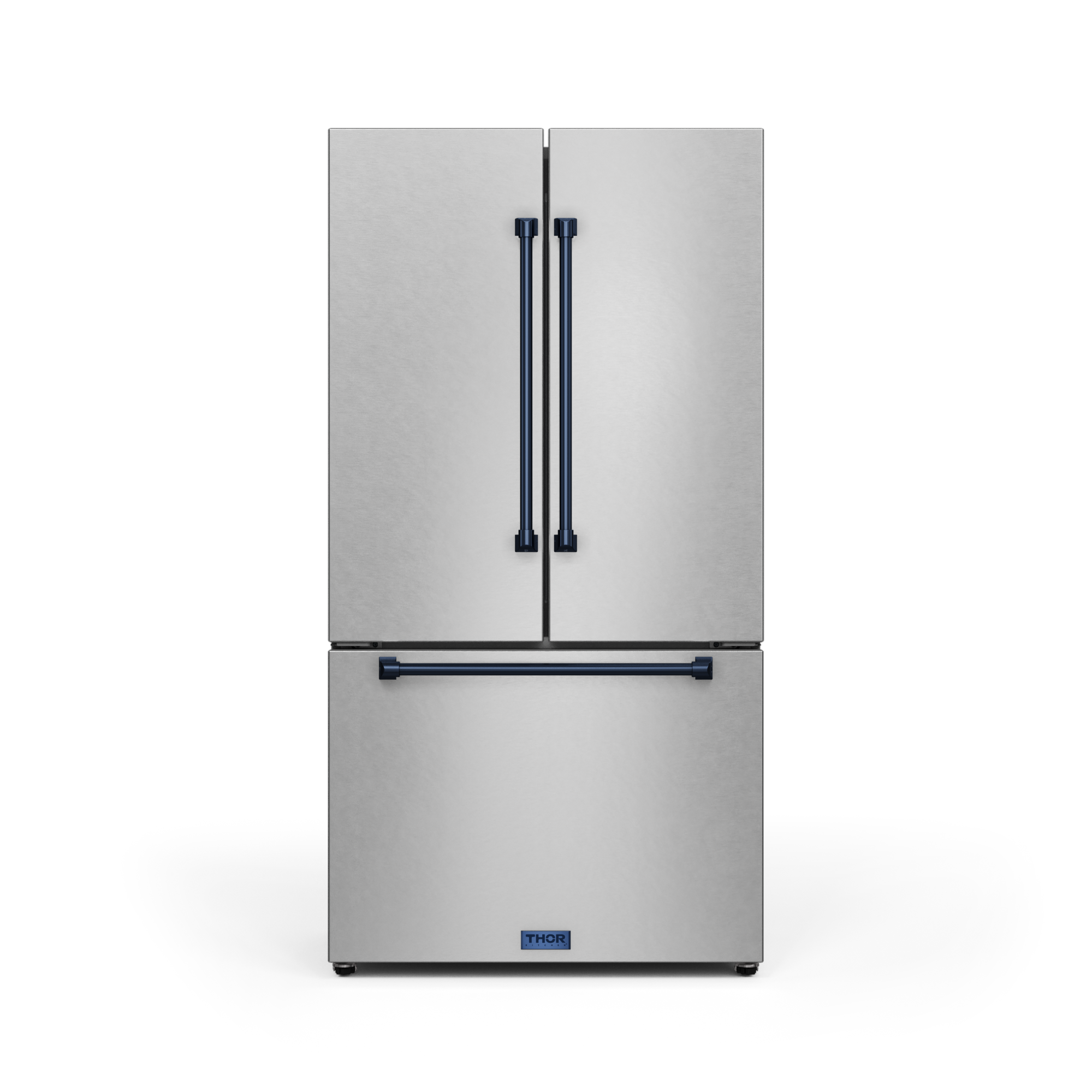 36 Inch 20.3 cu ft French Door Counter Depth Refrigerator with Ice Maker in Stainless Steel/Navy Blu