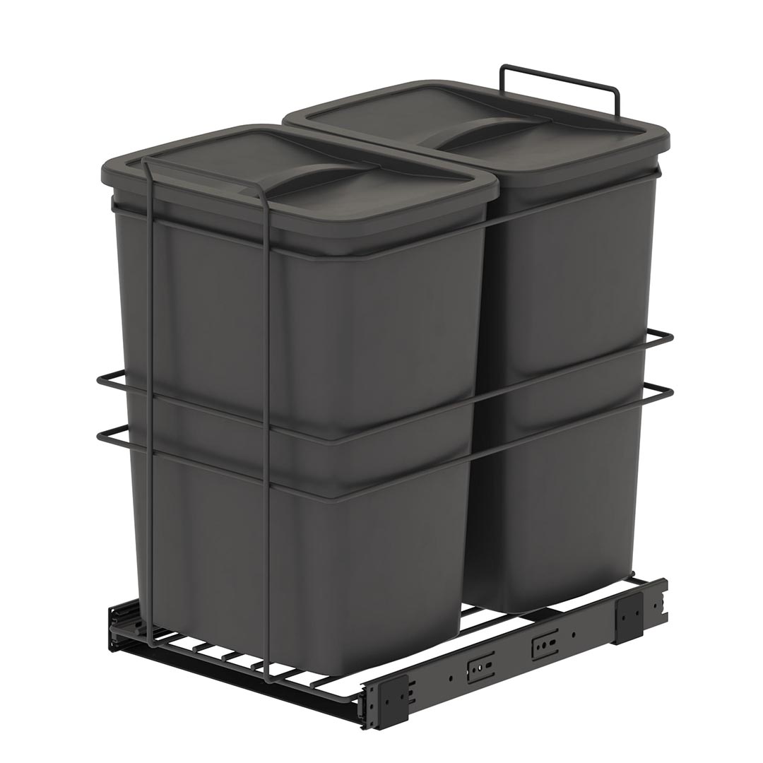 Bottom Mounted Independent Waste Bin with Telescopic Rail 35+35 Liter