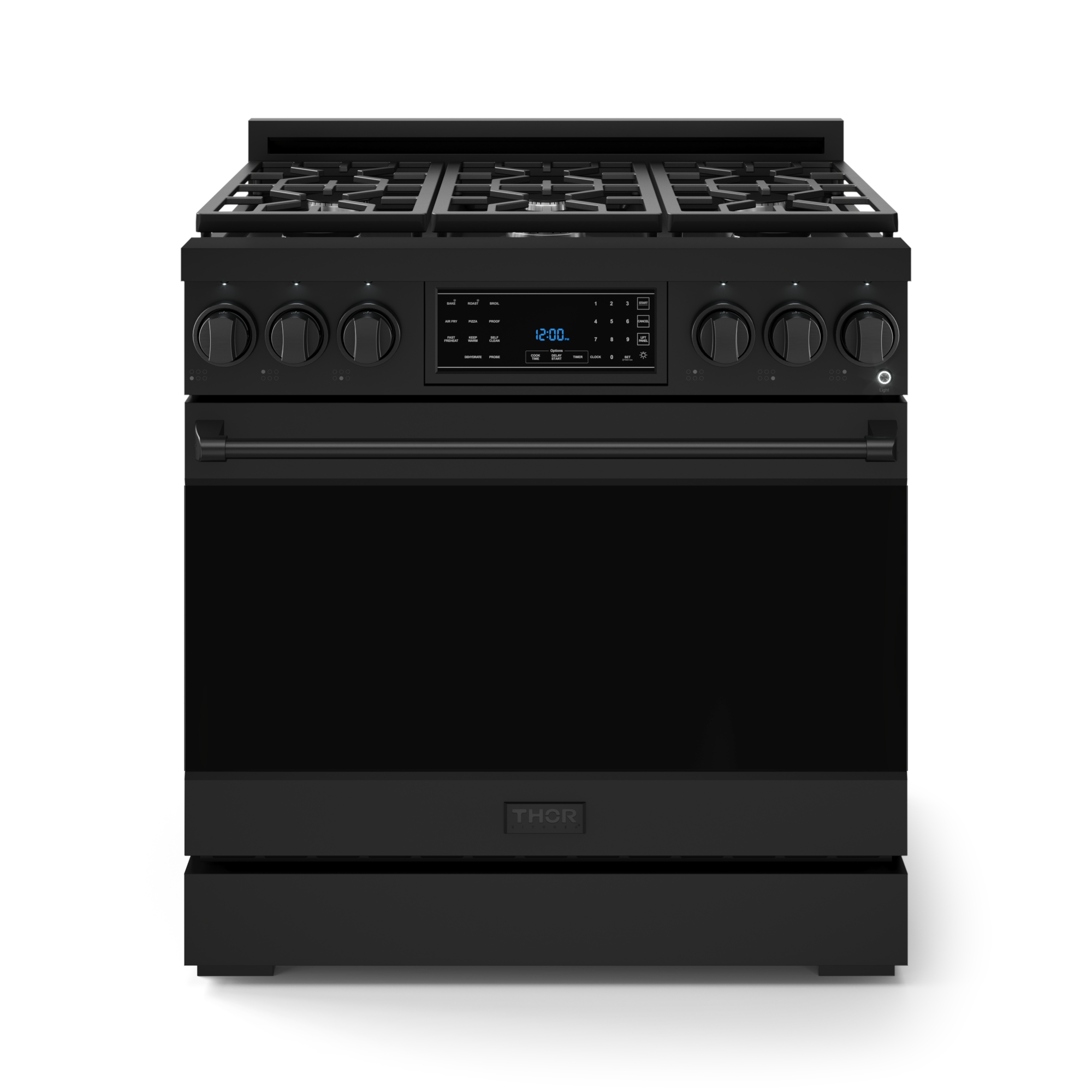 36 Inch Professional Gas Range with Tilt Panel Touch Control in Black | Gordon Ramsay