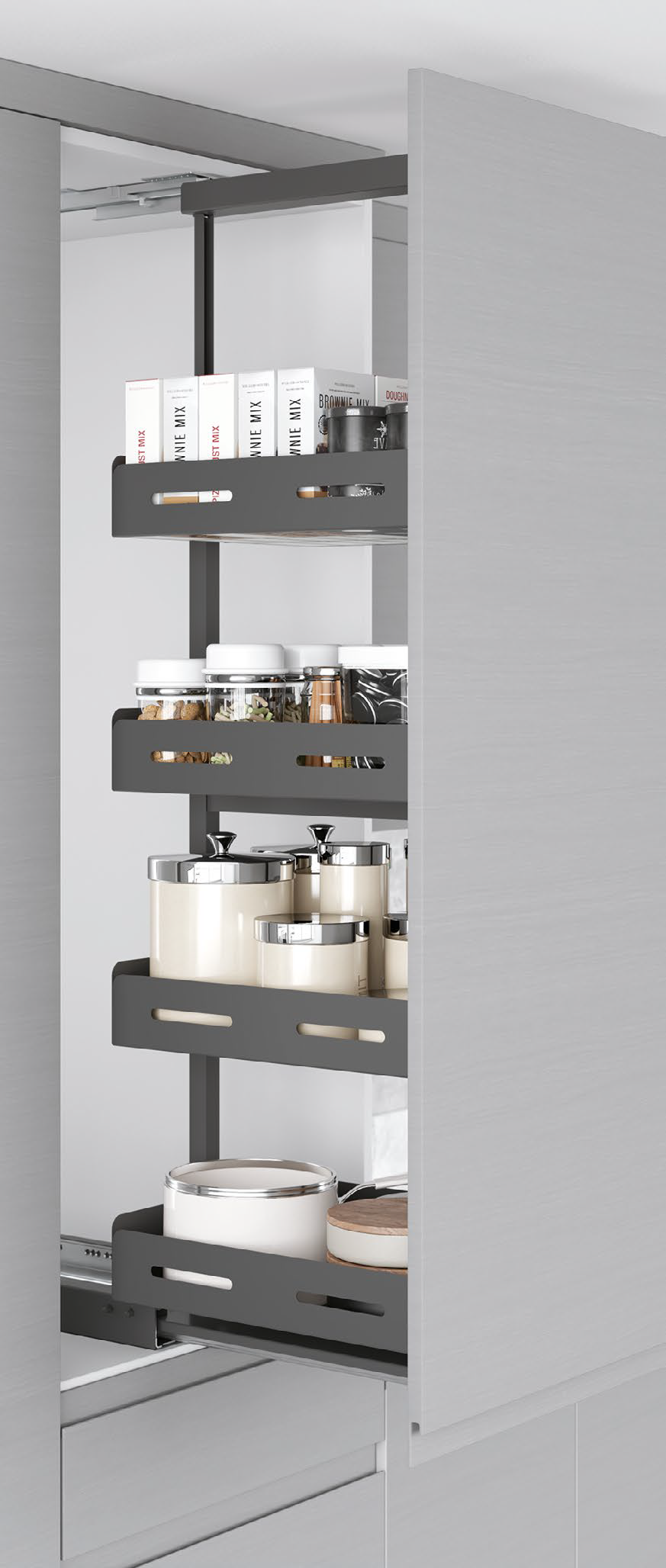 Unique Box Softclose Larder with Undermount Rail 35cm