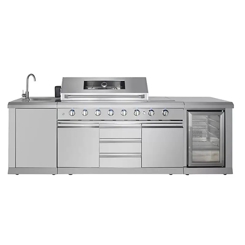 OUTDOOR SS BBQ GRILL SINK FRIDGE