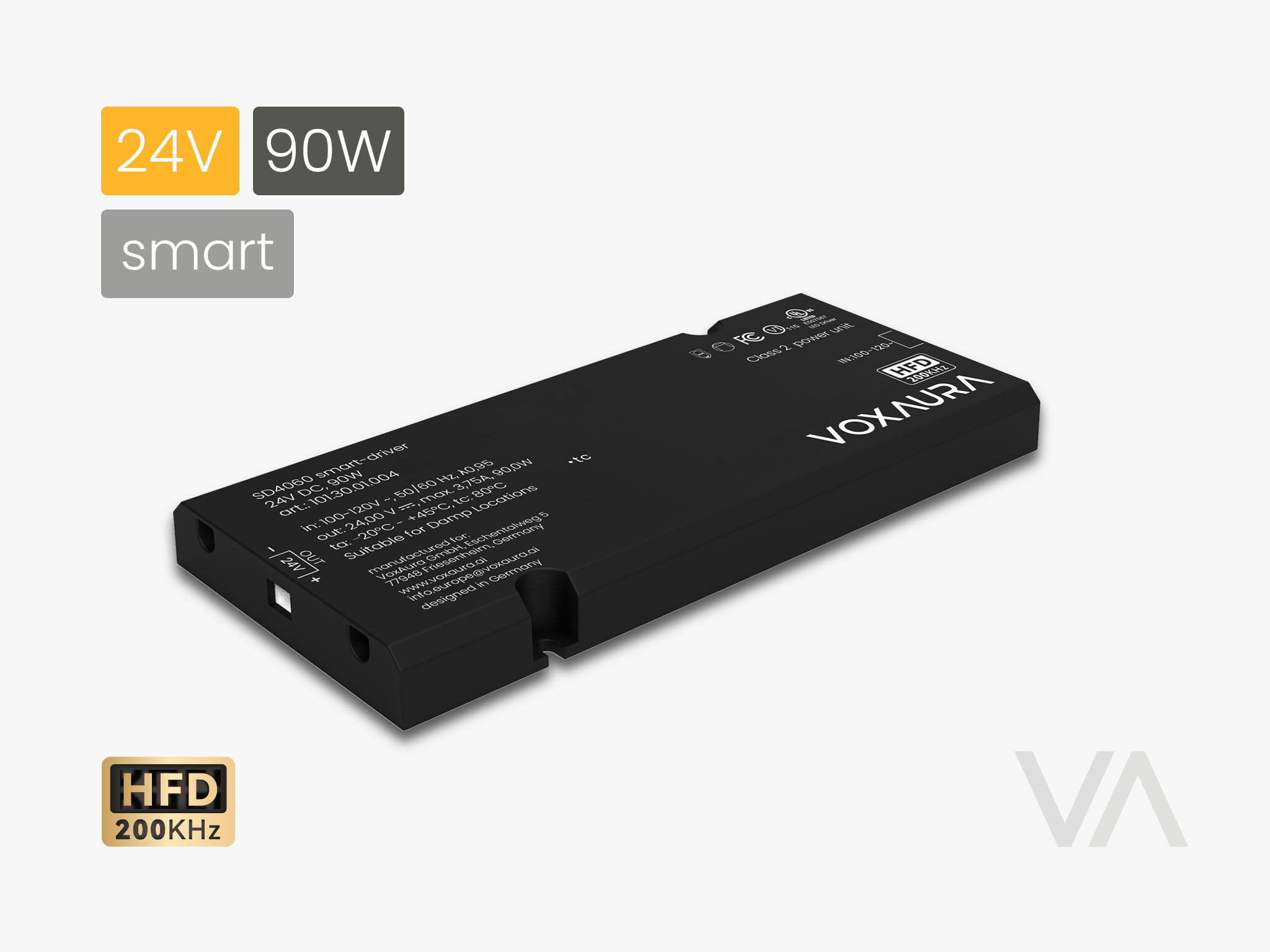 VoxAura Smart Driver SD4060, 24V 90W, Matter / App / Voice Control