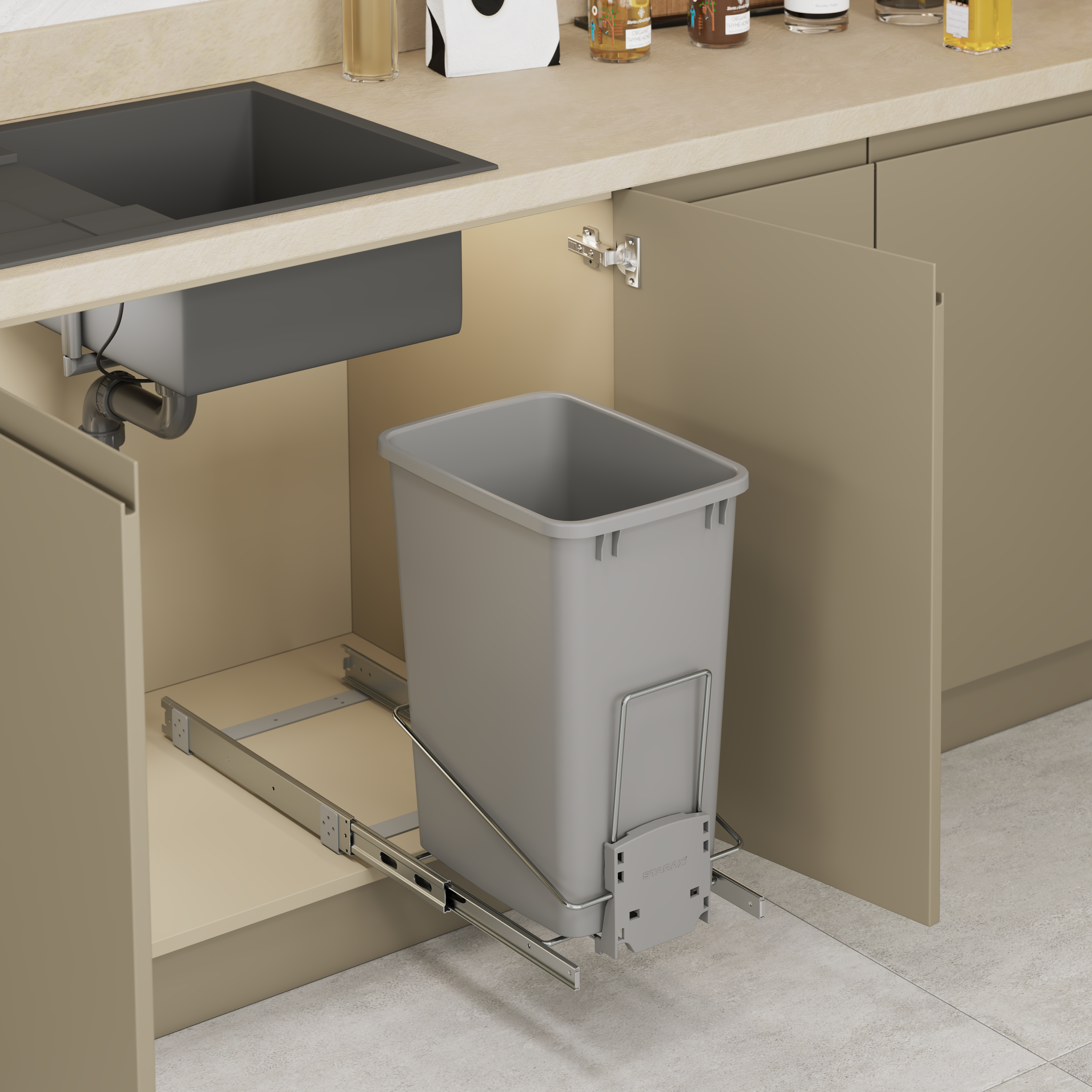 WASTE BIN LIGHT GREY 35LT.