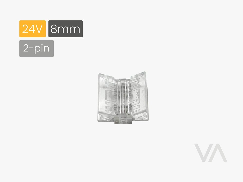 VoxAura LC3005 Straight Connector, 2-Pin, 8 mm LED Tape, Pack of 10
