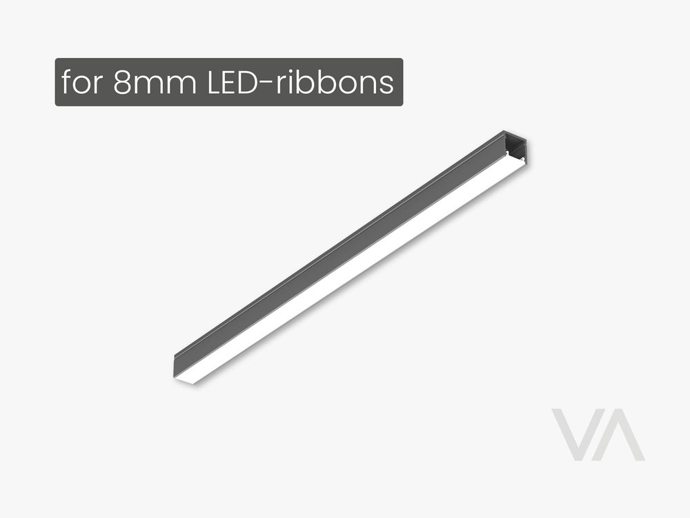 VoxAura AP1004 Recessed Aluminum LED Profile with Diffuser, 3 m, Silver Grey