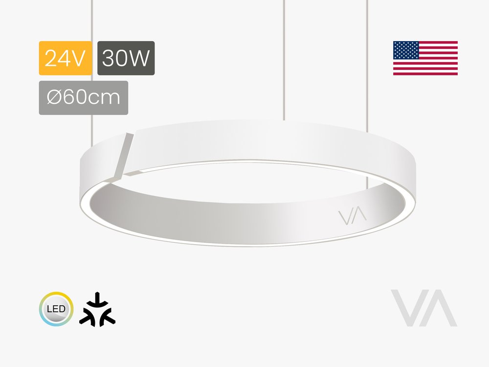 VoxAura ONE AURA Ring Pendant Light, &Oslash;60 cm, 24V, Multiwhite, Matter, Silk White Matt