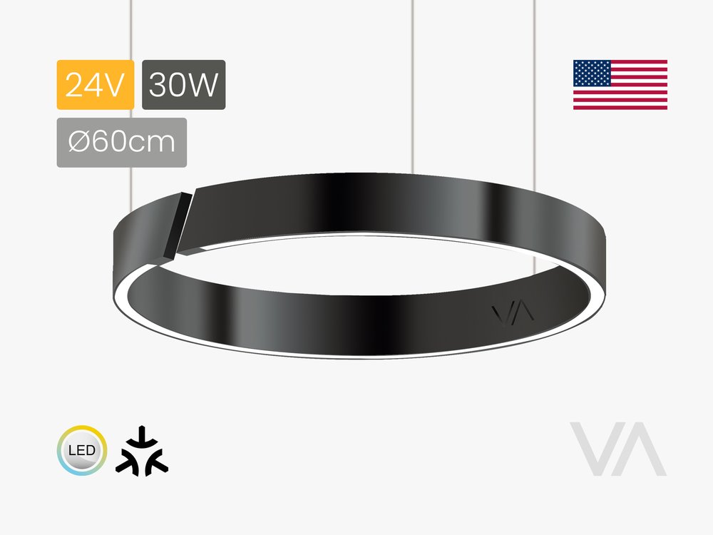 VoxAura ONE AURA Ring Pendant Light, &Oslash;60 cm, 24V, Multiwhite, Matter, Graphite Black