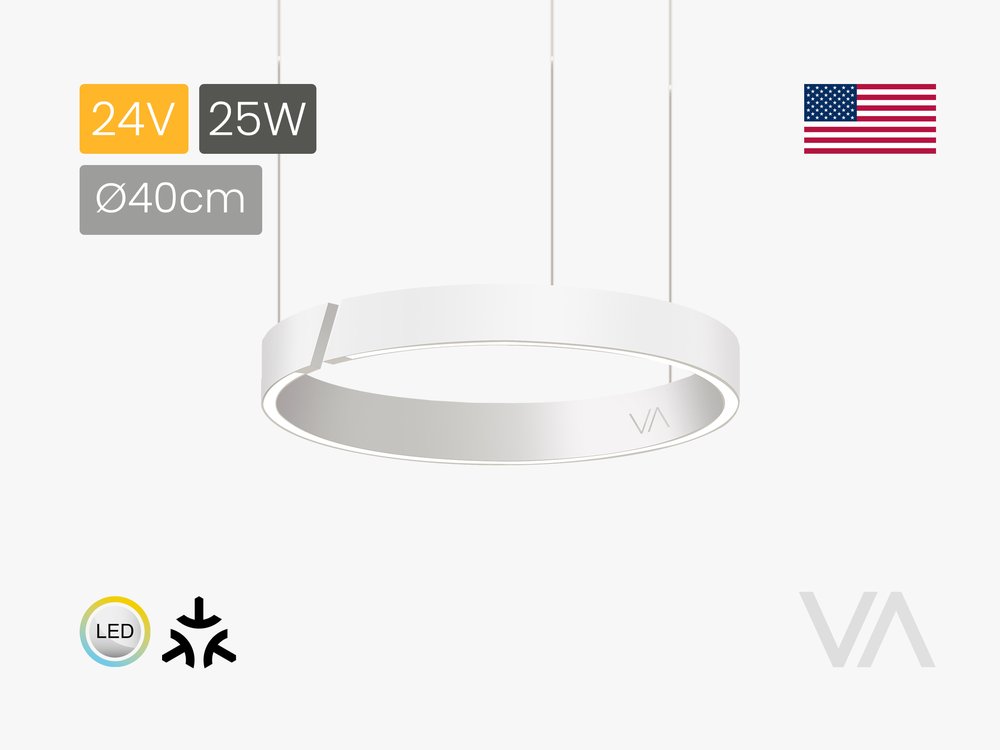 VoxAura ONE AURA Ring Pendant Light, &Oslash;40 cm, 24V, Multiwhite, Matter, Silk White Matt