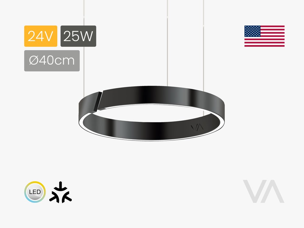 VoxAura ONE AURA Ring Pendant Light, &Oslash;40 cm, 24V, Multiwhite, Matter, Graphite Black