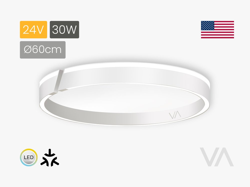 VoxAura ONE ARC Ceiling Light, &Oslash;60 cm, 24V, Multiwhite, Matter, Silk White Matt