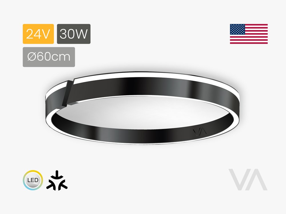 VoxAura ONE ARC Ceiling Light, &Oslash;60 cm, 24V, Multiwhite, Matter, Graphite Black