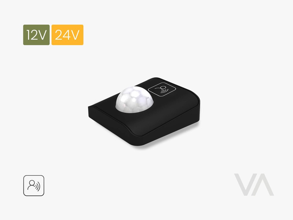 VoxAura WS3000 Wired PIR Motion Switch, 12/24V, Black
