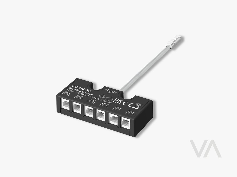 VoxAura EC3002 6-Way Distributor Box, 24V, Black