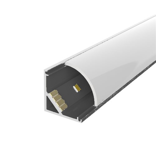 VoxAura JED-MC-2020C1 45&deg; Corner Aluminum LED Profile with Diffuser, 2.75 m, Black Anodized