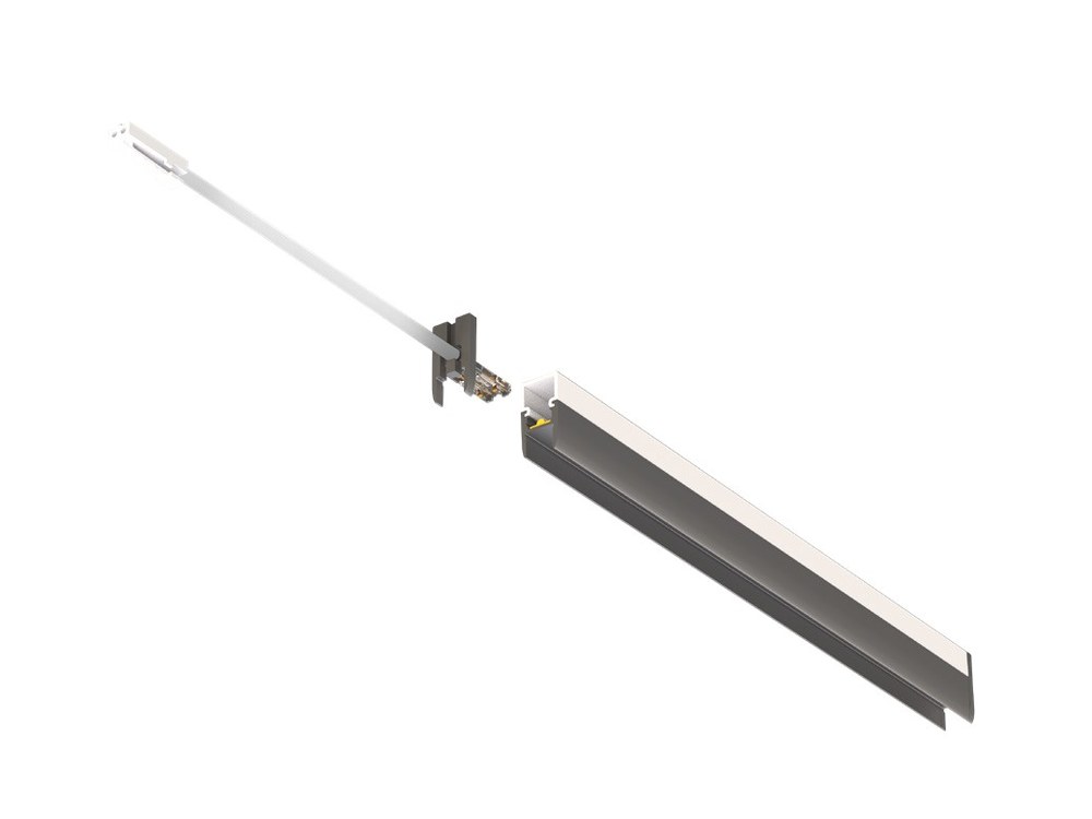 VoxAura PL4004 Glass Shelf Linear Light, 6 mm Glass, 3 m, Multiwhite 2700�5000K, Black
