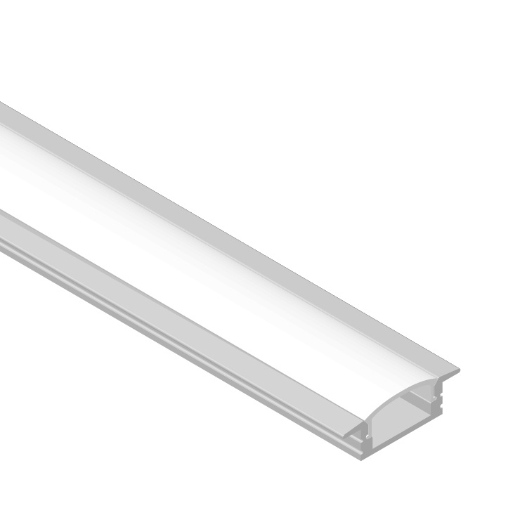 VoxAura JED-MC-2309 Recessed Aluminum LED Profile with Flange and Diffuser, 2.75 m, Silver Anodized