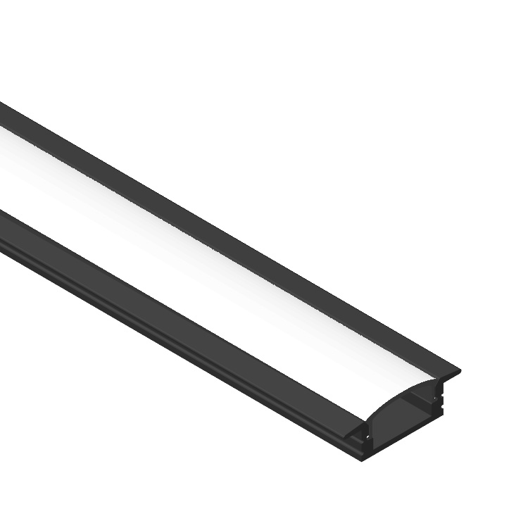 VoxAura JED-MC-2309 Recessed Aluminum LED Profile with Flange and Diffuser, 2.75 m, Black Anodized