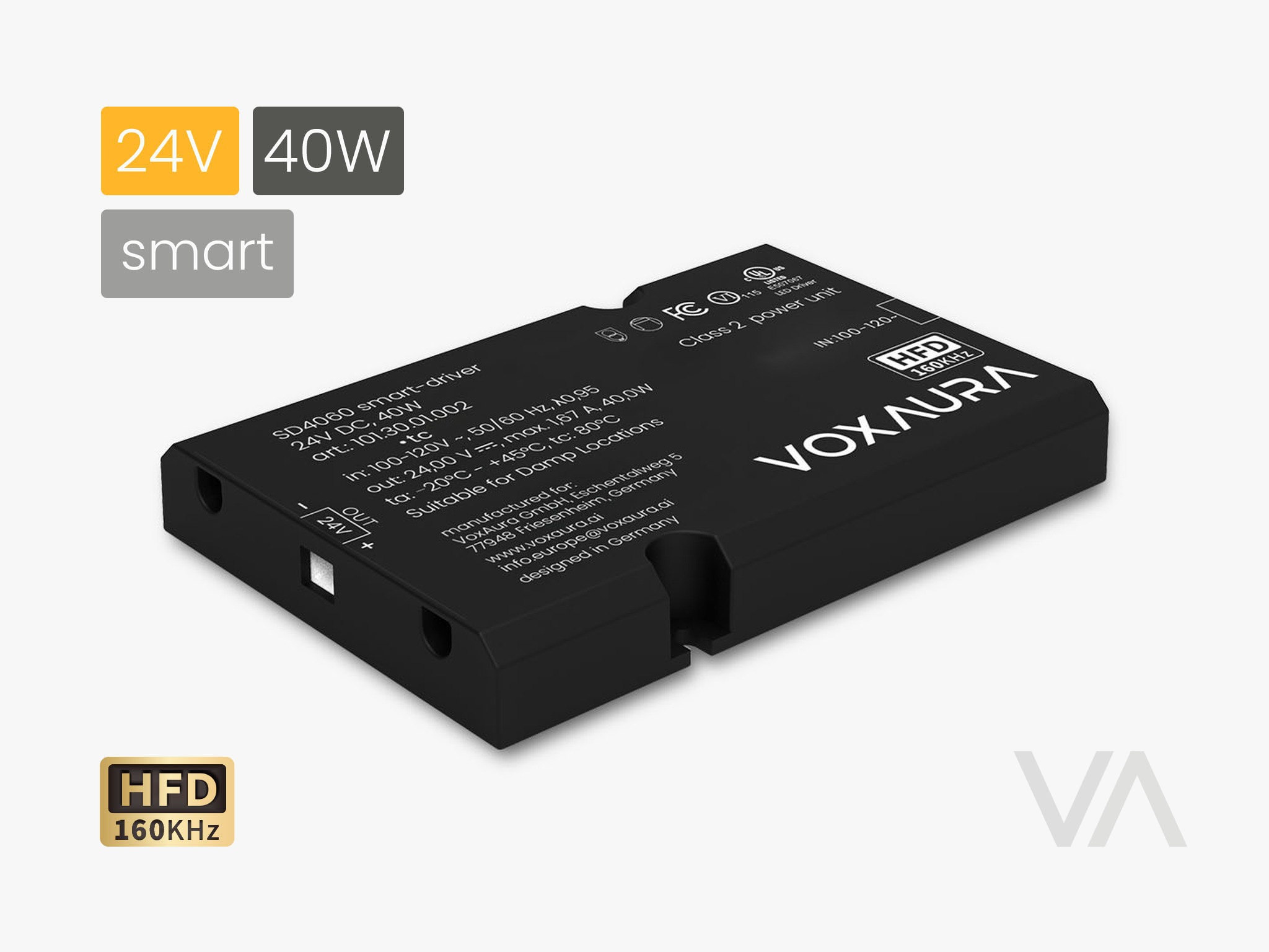 VoxAura Smart Driver SD4060, 24V 40W, Matter / App / Voice Control