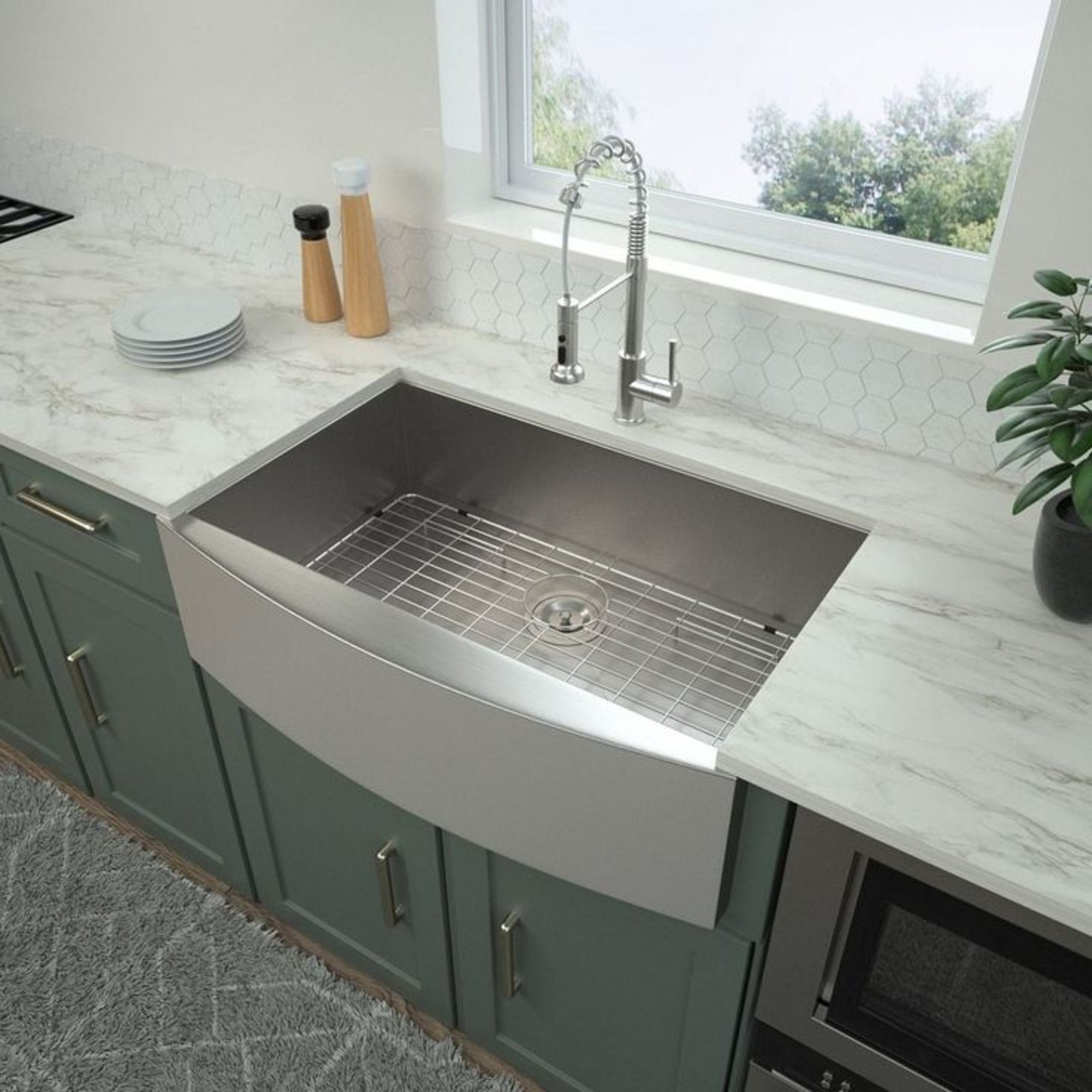 30" Apron Front Stainless Steel Single Bowl Kitchen Sink