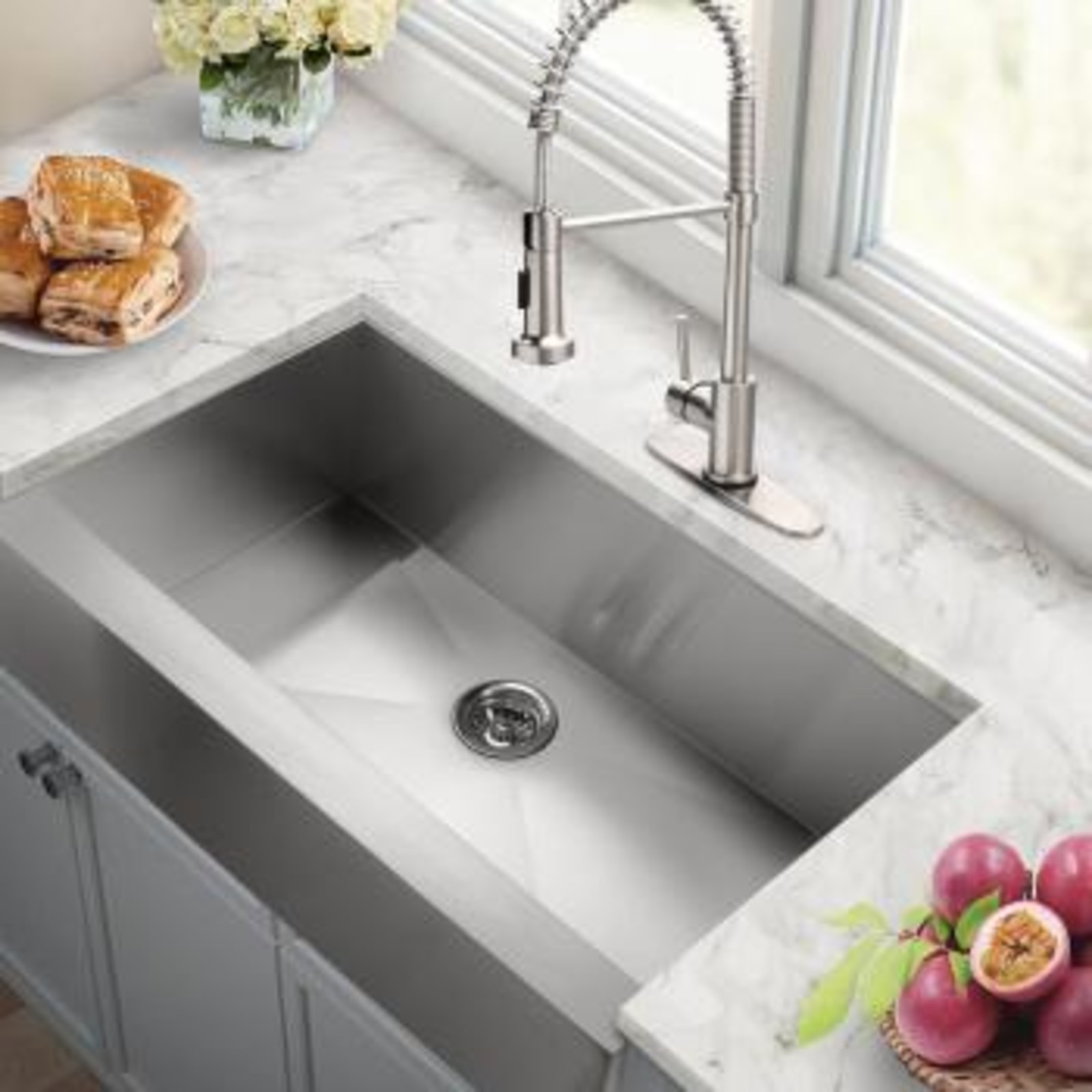 33" Apron Front 16 Gauge Stainless Steel Single Bowl Kitchen Sink for Undermount