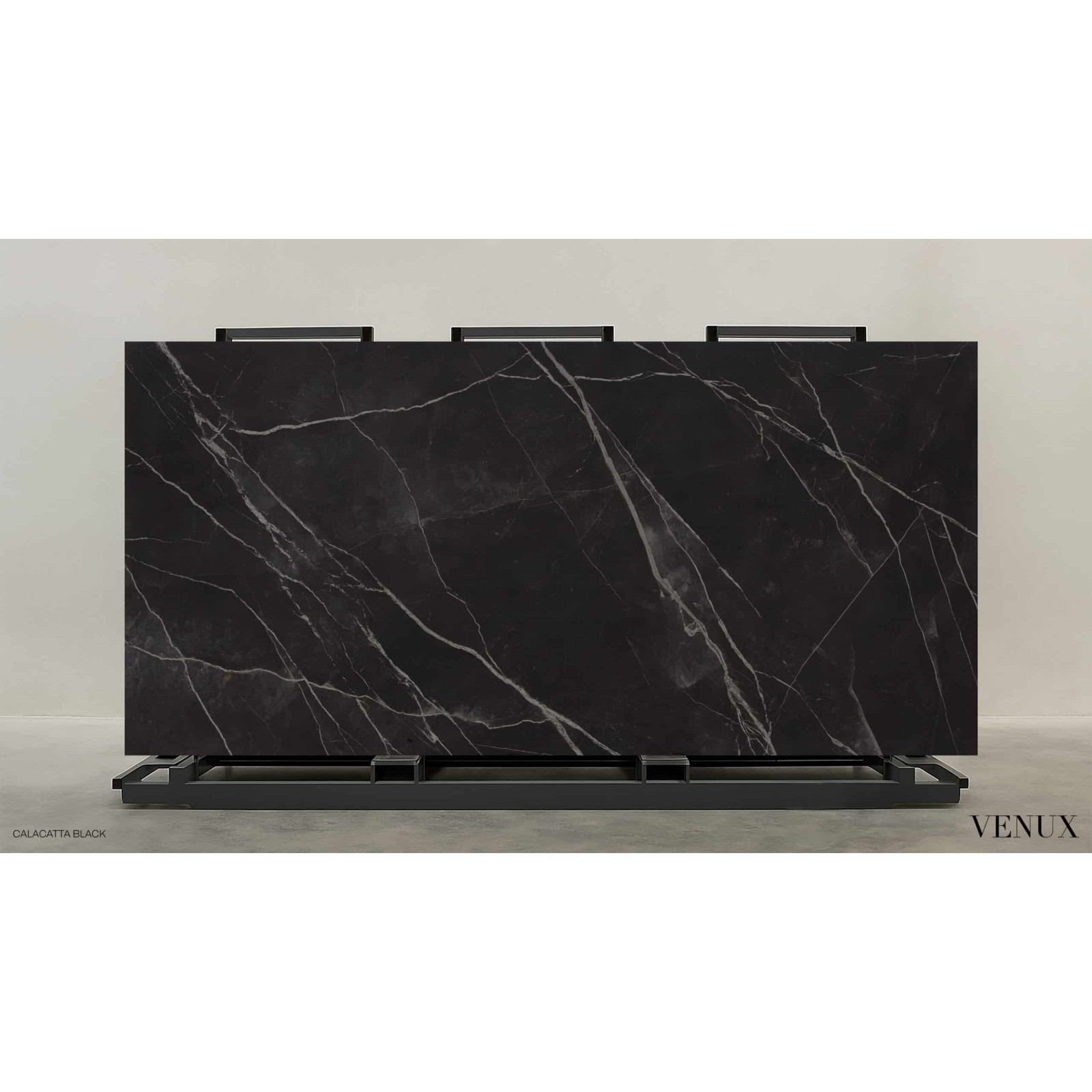 Venux Calacatta Black Silk 3D Bookmatch B Sintered Stone Slab 63" x 126" 12mm