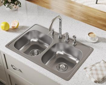 DOUBLE TOPMOUNT SINK 33"X22"X9"