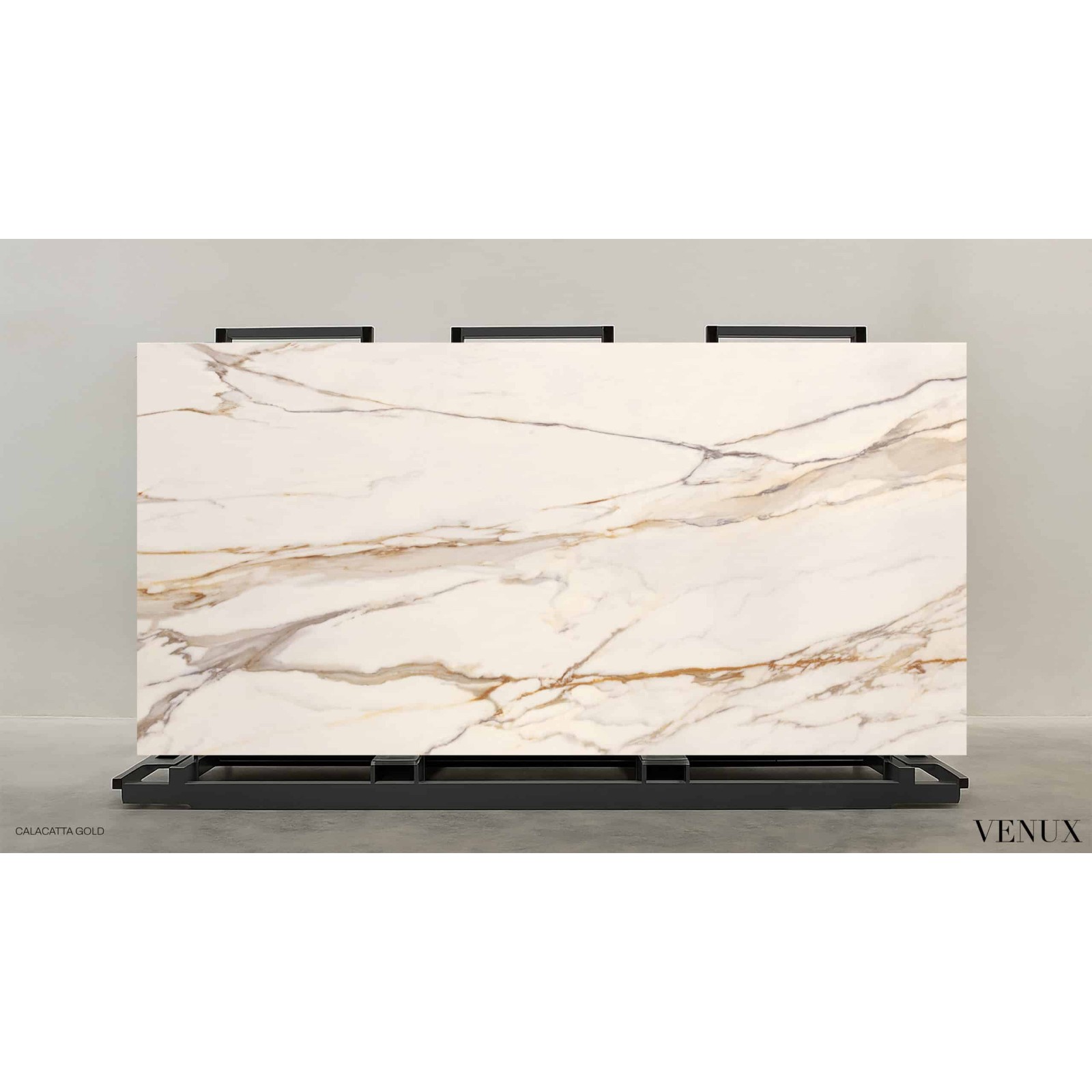 Venux Calacatta Gold Polished Bookmatch A Sintered Stone Slab 63" x 126" 12mm