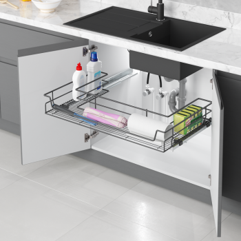 UNDER-SINK DRAWER WITH FULL EXTENSION UNDERMOUNT RAIL