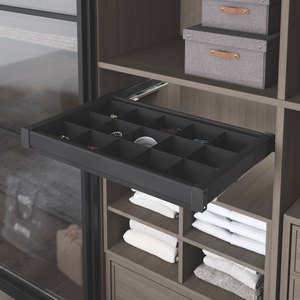 STARAX Undermount Rail Aluminium Shelf with Division - 800 mm - Anthracite