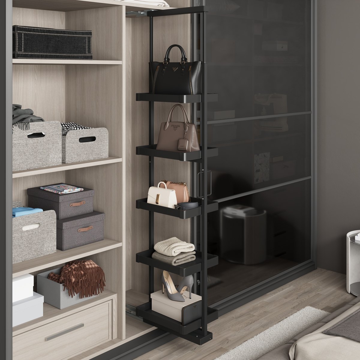 STARAX Shelf Unit With Rail - 2000-2200 mm - Anthracite - 400 mm Cabinet