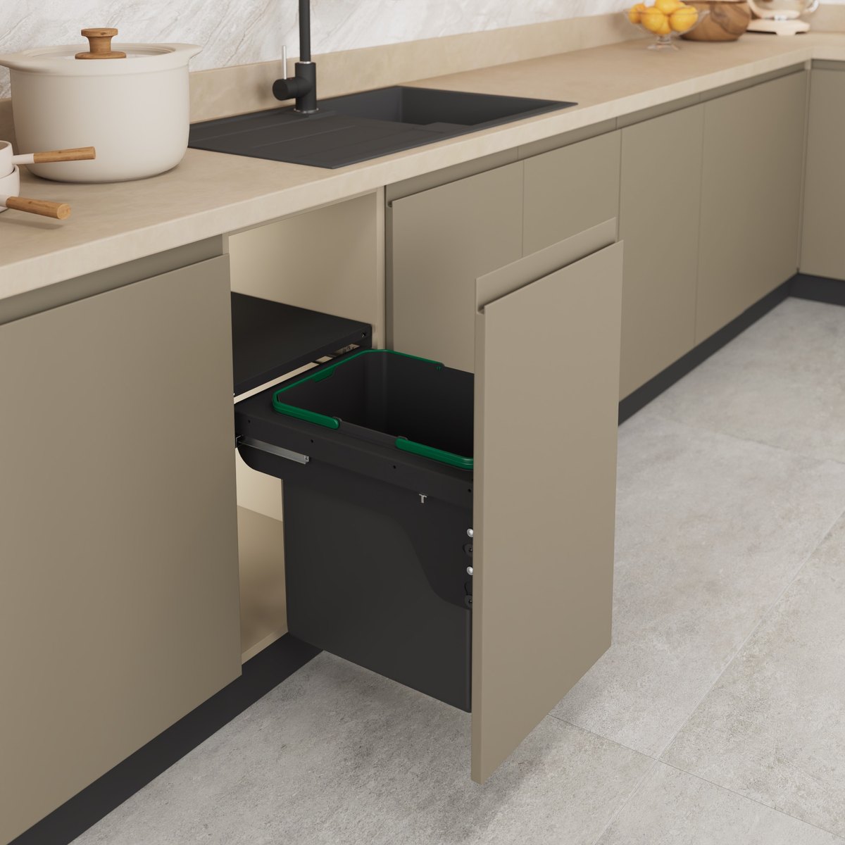 STARAX Waste Bin Mounted To Lid Soft Closing 35 Lt. - 400 mm - Anthracite