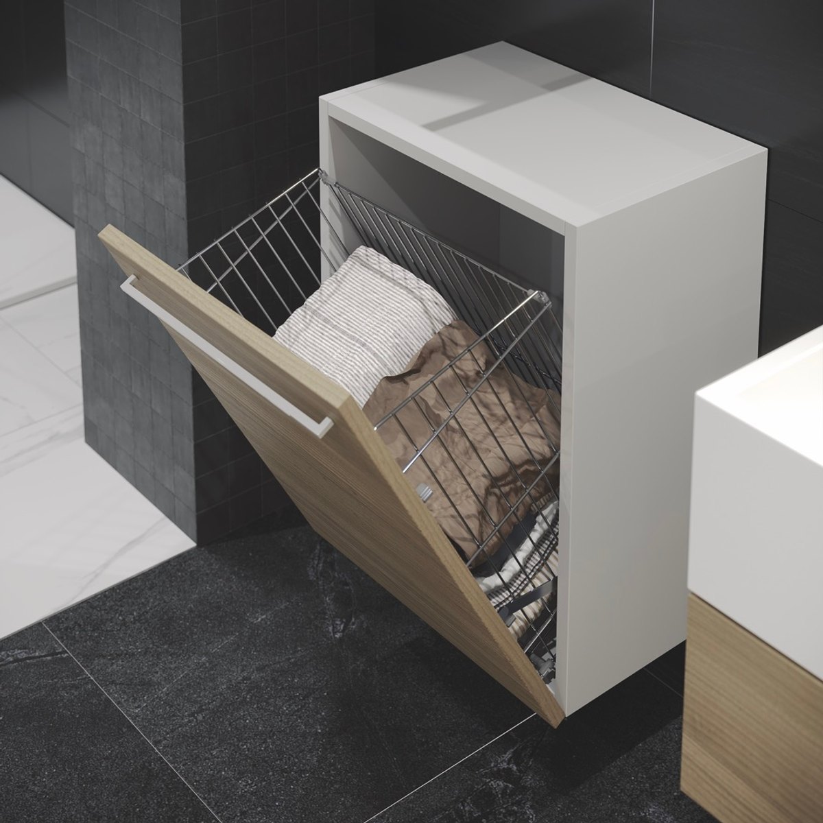 STARAX Unassembled Laundry Basket Mounted to Lid - 300 mm - Anthracite