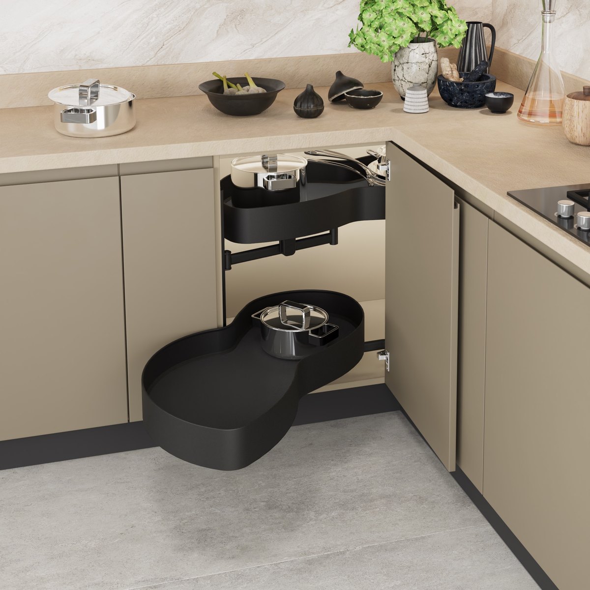 STARAX Unique Anti-Slip Surface Turnboard Secret Corner Mechanism - Right - 450 mm - Anthracite