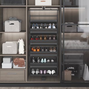 STARAX Turning Shoe Rack with Telescopic Rail - 1070 - 1270 mm - Anthracite - 800 mm Cabinet
