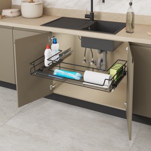 STARAX Independent Under-Sink Drawer With Full Extension Undermount Rail - 900 mm - Anthracite