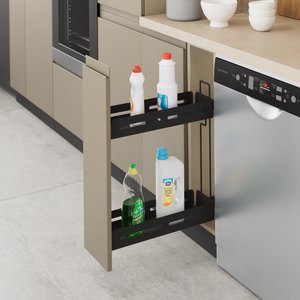 STARAX Unique Box Detergent Holder w/ U/M Rail Full-Ext. - 151 mm - Left - Anthracite - 200 mm Cab.