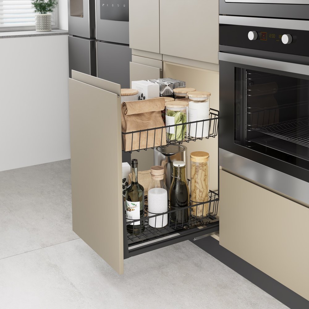 BOTTOM MOUNT PULL OUT 450MM WITH 2 BASKET AND BOTTLE DIVISION