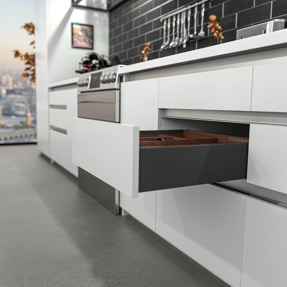 DTC Magic Star Ultra-HD Slim Drawer, Soft Close, H 126 mm x L 500 mm (20"), Grey Matt