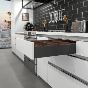 DTC Magic Star Ultra-HD Slim Drawer, Soft Close, H 88 mm x L 400 mm (16"), Grey Matt