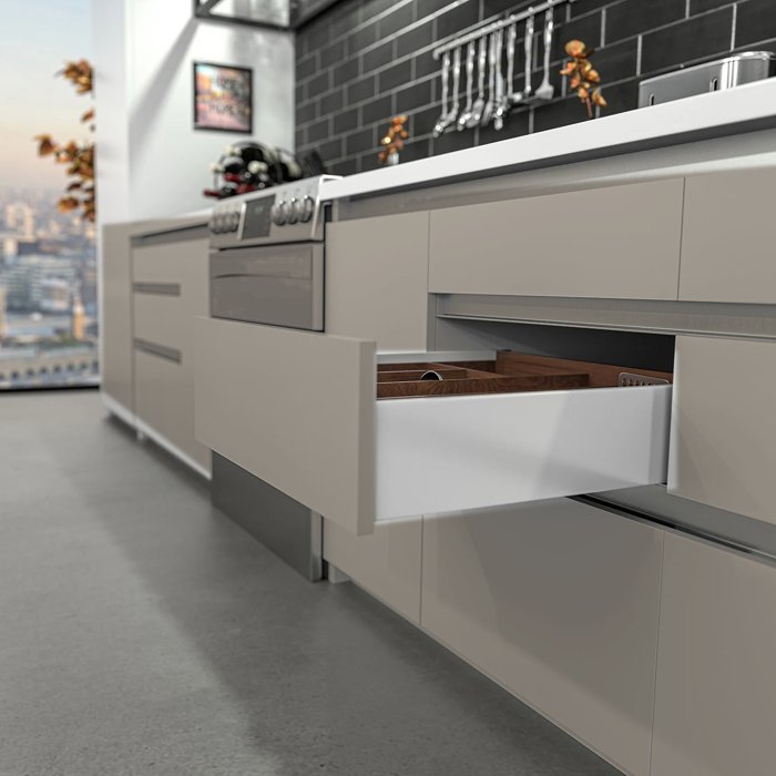 DTC Magic Pro Slim Double-Wall Drawer, Soft Close, H 126 mm x L 350 mm, Silk White